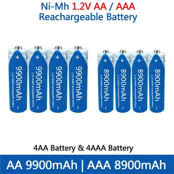 100% Įkraunamos NI-MH baterijos AA 1.2 V 9900mAh/1.2 V AAA 8900mAh, žibintuvėlis, žaislų žiūrėti NI-MH baterijos pakeitimo batteryCarga