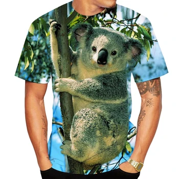 2023 Vyrus ir Moteris, Vasaros, Nauja Mados Mielas Gyvūnų Koala 3D Print T-shirt Vyrai Vyriški trumpomis Rankovėmis Viršų