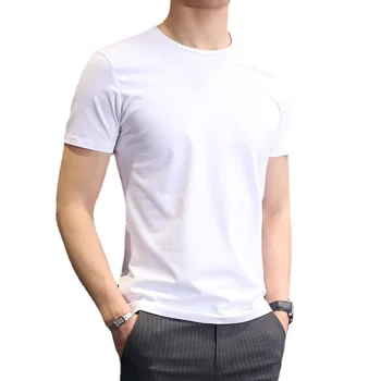 2024 m. Vasaros Kietas vyriški trumpomis rankovėmis T-shirt apvalus apykaklės pusė rankovės Baltos spalvos vyriški bazės