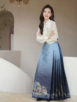 2024 m. vasaros naują kasdien moterys pagerėjo hanfu elegantiškas temperamentas kinų stiliaus tradicinių hanfu ming padarė arklių veido sijonas