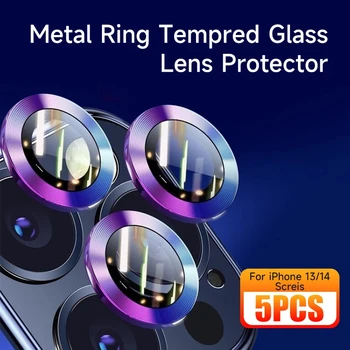 5 Vnt Kristalų Metalo Žiedas Grūdinto Stiklo Objektyvas Protector, iPhone 13 14 Plus Pro Max