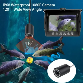 5inch Žuvų Ieškiklis Povandeninės Žūklės Kamera 1080P HD vaizdo Kamera 20M Kabelis Su 8 gb Povandeninės Žūklės Kamera, Skirta Žvejybai ant Ledo