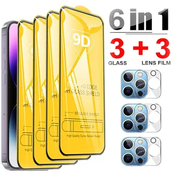 9D Ekrano Apsaugos IPhone 12 13 Pro Max Fotoaparato Objektyvą Protector, IPhone, 11 Mini 14 Pro 15 Plus Visiškai Padengti Grūdinto Stiklo