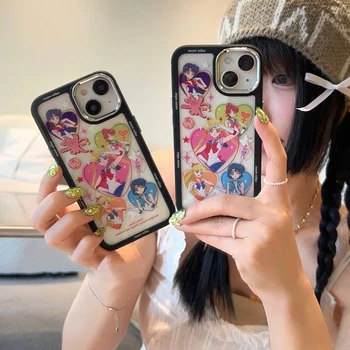 Anime Cartoon Buriuotojai Palydovai, Skaidrus, Telefono dėklas Skirtas iPhone 14 13 12 11 Pro Max 14 Pro Mergaitė Anti-drop Minkštas Galinį Dangtelį Dovana