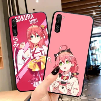 Anime Sakura Miko Telefoną Atveju KOLEGA Rasti X5 X3 X2 A93 Reno 8 7 Pro A74 A72 A53 Juodas Minkštas Viršelis Funda Shell