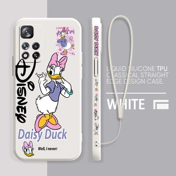 Antis Disney Daisy Anime Xiaomi Redmi 12 Pastaba 12S 12R 11 11T 11S 10 10 9 8 8T Pro Plus 5G Skysčio Kairėje Virvę, Telefono dėklas