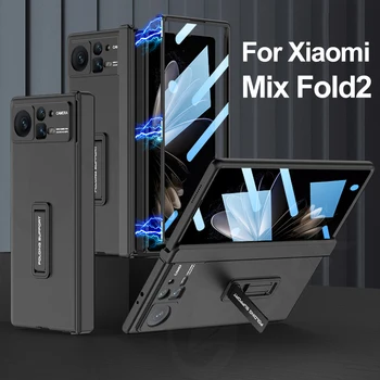 Atsparus smūgiams Šarvai Atveju Xiaomi Mišinį Įmaišykite 2 5G Magnetinio Vyrių Atveju Stovi Kieto Plastiko Dangtis su Xiaomi Sumaišykite Fold2 Atramą Atveju