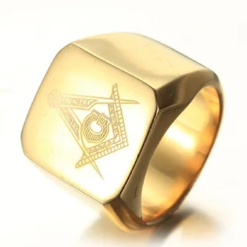 Aukso ir Juodos spalvos vyriški Žiedai, Papuošalai Masonai Free Mason Žiedas, Masinu Žiedas iš Nerūdijančio Plieno Piršto Žiedo Dydis nuo 7 iki 14
