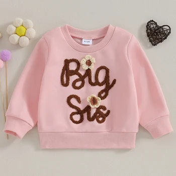 Bamblys Baby Girl Drabužius Ilgomis Rankovėmis Marškinėliai Megztinis Rudenį, Žiemą Mielas Sesuo, Brolis Atitikimo Komplektus