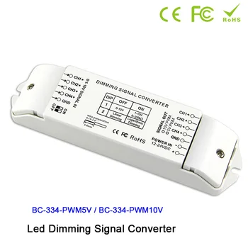 Bincolor 12V 24V DC LED pritemdymo signalo keitiklis DIP jungikliai iš 0/1-10V analoginis signalas 5V PWM/10V PWM*4CH 40mA*4CH LED Dimmer