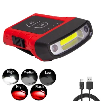 Bžūp Šviesos Žibintai LED Indukcijos Įrašą Bžūp Lempos Super Šviesus USB Įkrovimo Žvejybos Stovyklavimo Žibintas Skrybėlę Šviesos Klipą Žibintai