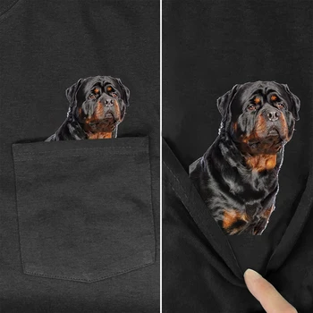 CLOOCL Gyvūnų Medvilnės marškinėliai Mados Prekės ženklo Rottweiler Kišenėje Viršūnes Hip-Hop Tees Trumpas Rankovės Harajuku Moteris Drabužiai