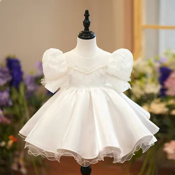 Elegantiška Suknelė Mergaitėms, Kūdikiams Krikštynos Baltos Suknelės Vaikams, Gėlių mergaičių Kamuolys Suknelė Vestuvėms Vaikų Dienos Partywear