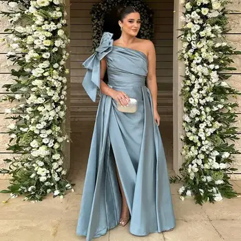 Elegantiškas Satino Vakaro Suknelė Undinė Vieną Petį Aukštos Ritininės Lankas Saudo Arabija Šalis Suknelė Grindų Ilgis Dubajus Prom Dresses