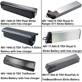 Elektrinis Dviratis Baterija 48V 14Ah 17Ah 17.5 Ah E-TEK Royal S RoadTek TekPro X TekBeast TekRunner Breck Piko Ranger S11 Ebike Baterija