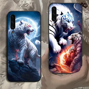 Estetinės Gyvūnų Tigras Telefono dėklas, skirtas Samsung Note 9 10 20 Plus Pro Ultra J5 J6 J7 J8 Juoda Minkštas Telefono Dangtelį Funda