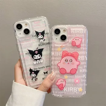 Kirby Sanrio Kuromi skaidrus Anime Telefono dėklas Skirtas iPhone 15 14 13 12 11 Pro Max Xr Xs Max 7 8 14 Plus Atveju Mielas animacinių filmų Dangtis
