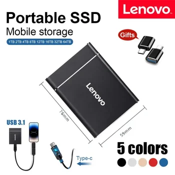 Lenovo Nešiojamų SSD 64TB Išorinio Kietojo Disko USB 3.1 Kietąjį Diską, Išorinį Standųjį Diską Didelės Spartos Saugojimo Ps4 Ps5 Nešiojamas kompiuteris