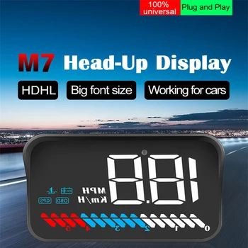 M7 Auto Hud OBD2 GPS HUD Head-Up Display EOBD priekinio Stiklo Automobilio Spidometras Projektoriaus Skaitmeninio Reikmenys Visų Automobilių
