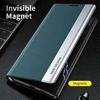 Magnetinio Apkalos Flip Case For iPhone 14 13 12 11 Pro 6 7 8 Plus SE 2022 X XR XS MAX Ultra Plonas Oda + PC Piniginės Stovo Dangtelis