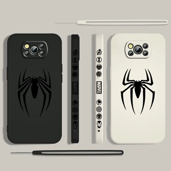 Marvel Spiderman nuodai Logotipą Xiaomi Poco Telefoną Atveju X4 X3 F4 F3 NFC M5 M4 M3 GT S Pro 4G 5G Skysčio Kairėje Virvę Dangtis
