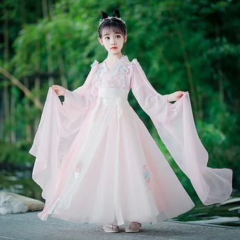 Mergaičių Senovės Kostiumas Super Fėja Pink Princess Sijonas Hanfu Kinų Suknelė Vaikų Nacionalinio Stiliaus Geresnės Tango Kostiumas Vasarai