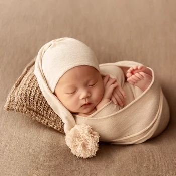 Naujagimio Fotografijos Rekvizitai 3Pcs/Set Kūdikių Skrybėlę, Pagalvės, Antklodės Tampus Kūdikių Antklodė Swaddling Wrap Studija Nuotrauka Accesories