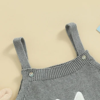 Naujagimio Mergaitė, Berniukas Savo Pirmąjį Velykų Apranga Megztiniai Megztinis Fuzzy Katytė Siuvinėjimo Bako Viršuje Rankovių Romper