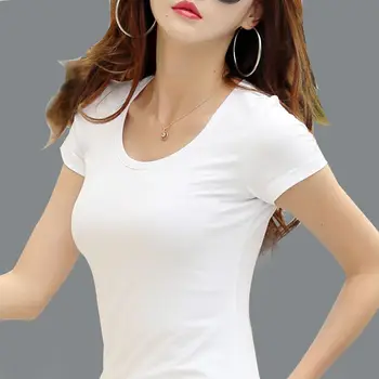 Naujas Atvykimo Vasaros Moterų Balta modalinis T-Shirt 2023 Atsitiktinis Streetwear O-neck Slim korėjos trumparankoviai Viršuje Akių Ruožas Tshirts