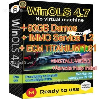Naujausias ECU Programavimo Įrankį Winols 4.7 Programinė įranga+ 93GB Damos Failus +ECM TITANO 26100+ Immo Tarnybos Įrankis V1.2+Įdiegti Vaizdo Guid