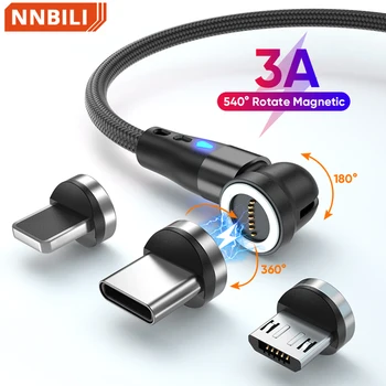 NNBILI 540 Pasukti 5A Magnetinio Kabelis Greito Įkrovimo Micro USB C Tipo Kabelis, Skirtas 