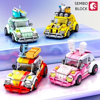 Originali SEMBO BLOKUOTI žinomų automobilių blokai pink rabbit modelis creative 