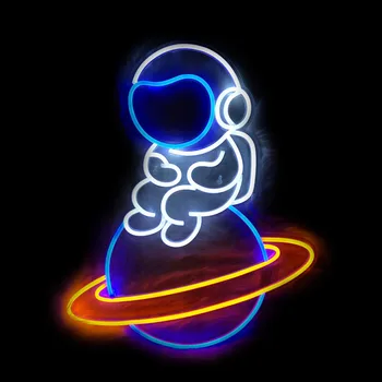 Planetos kosminis laivas Formos Neoninis Ženklas Šviesos Astronautas Formos Kambario Sienos Meno Miegamojo Puošimas Neoninės Lempos Vaikas Paauglių Dovana Naktį, Šviesos, stiklo