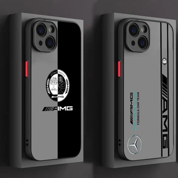 Prabangių Sportinių A-AMG Logotipu, Telefono dėklas Skirtas iPhone 15 14 13 12 11 Pro Max mini XS Max XR X 8 7 6 Plius Matinio Permatomas Dangtis