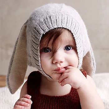 Rudenį, Žiemą Bamblys Baby Hats Žavinga Triušis Ilgų Ausų Kepurę Kūdikių Katytė Beanie Kepurė Foto Rekvizitai Kūdikiams Megztos Kepurės