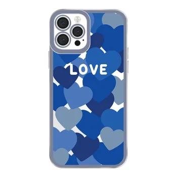 Saldus, romantiškas mėlyna meilės burbuliukų meno Telefono dėklas Skirtas iPhone 15 14 13 11 12 Pro Max XR Xs Max X 14 15 Plus atveju Mielas Animacinių filmų Dangtis