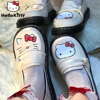 Sanrio Mielas Hello Kitty Odiniai Batai Y2k Merginos Naujų Jk Vienodi, Suapvalinti Tne Lolita Batai Japonų Stiliaus Mados Batai Moterims