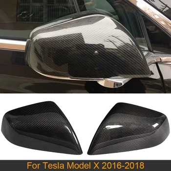 Sausas Anglies Automobilio galinio vaizdo Veidrodis Apima Dangteliai, Tesla Model X 2016 - 2019 Pusės Veidrodis Kepurės Apima Shell Add-On Stilius