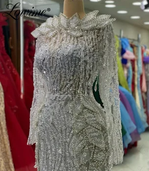 Sidabro Vakarines Sukneles Prabangus Ilgas Vestuves Suknelė 2023 Abendkleider Kutai Arabų Dubajus Undinė Inscenizacija Garsenybių Suknelės