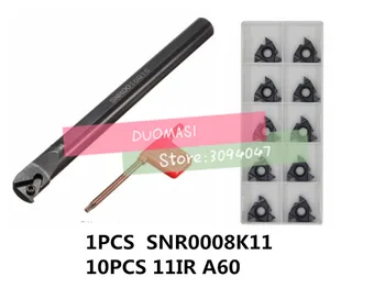 SNR0008K11 CNC Vidinis sriegis Tekinimo įrankis 1pcs + 11 IR A60 10vnt 11pcs/set CNC Vidinis sriegis Karbido įterpti