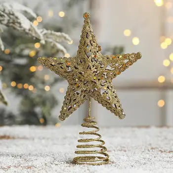 Star Medžio Topper Kalėdų LED Spindinčią Žvaigždę Lempos Kalėdų Snaigės Šviesos Naujųjų Metų 1Pc Ornamentu Restoranas Namų Dekoro Šalies Prekių