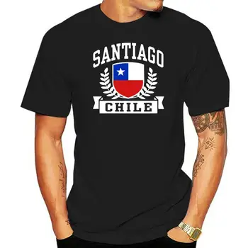 T-Shirt Mens Juoda Tstem 0201 Čilė Santiago Fitneso Plius Dydžio Marškinėliai