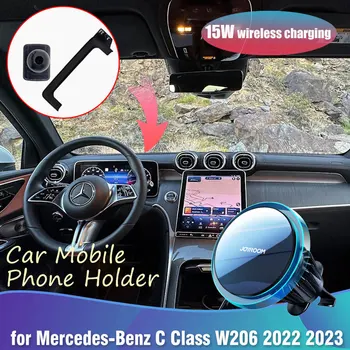 Telefono Laikiklis Mercedes-Benz C Klasė W206 220d 200d 180 2022 2023 Įrašas Magnetinio Belaidžio Greito Įkrovimo Su Šviesos Priedai