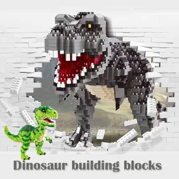 Tyrannosaurus Rex, Mikro Statybos Blokų, Plytų Velociraptor Modelis Juros Periodo Parkas Pav Dinozaurų Žaislai Vaikams Gimtadienio Dovana