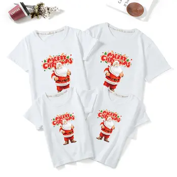 Tėvas, Motina, Sūnus, Dukra Drabužius Kalėdų Šeimos Atitikimo marškinėliai trumpomis Rankovėmis Medvilnės Animacinių filmų Spausdinti Moterys Vyrai Kūdikių marškinėliai