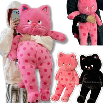 Unikalus Pink Polka Dot Katė Pliušinis Žaislas Įdaryti Juodas Kačiukas Apkabinti Miega Mesti Pagalvę Art Dizaino Dovana Mergina Meilužis Pagalvėlė
