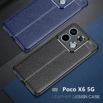 Už Xiaomi Poco X6 5G Atveju Poco X6 5G Padengti Rubisafe Naują Telefoną Bamperis Atgal Šarvai TPU atsparus smūgiams Minkštos Odos Fundas Poco X6 5G