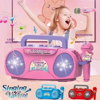 Vaikai Mikrofonas Karaoke Mašina Muzikos instrumentų Žaislai, su Šviesa, Patalpų Lauko Kelionių Švietimo Žaislas Dovana Mergaitė Berniukas Vaikas