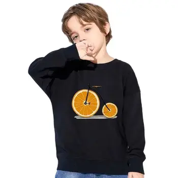 Vaisių Spausdinti Atsitiktinis Hoodies Vaikai Apelsinų, Citrinų Dizaino Rudenį Ilgomis Rankovėmis Harajuku Palaidinės Senovinių Dviračių Spausdinti Viršūnės