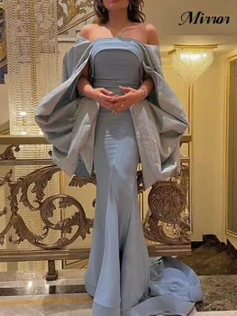 Veidrodis Suknelė Elegantiška Vintage Blue Undinė Seksualus Pynimas Valtis Kaklo Individualų Oficialus Prom Dress, Vakaro Suknelės, Šaliai